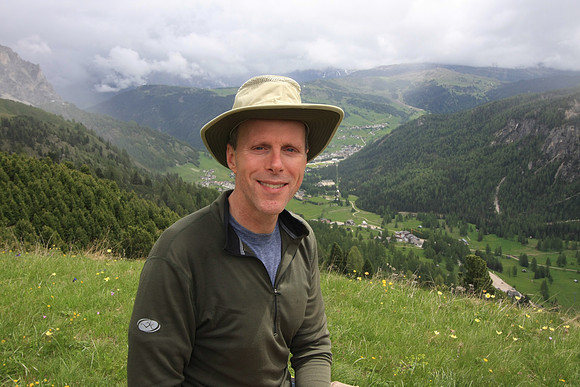 Mark with Colfosco (where we are staying) in the background.