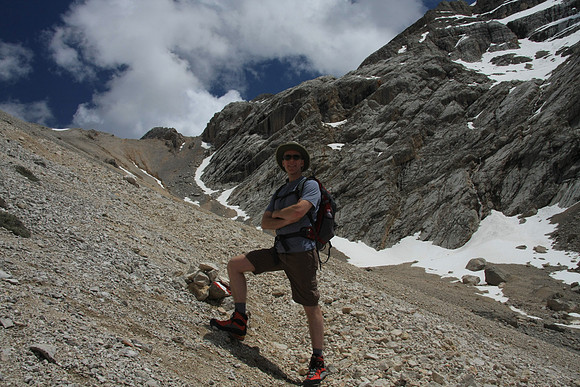Mark in triumphant pose. Check out those shoes.
