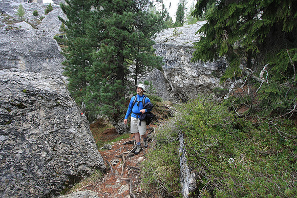 In a big rock pile now - making our way around boulders.