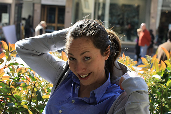 Federica - after coffee and pastry, ready to go