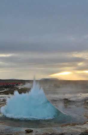 Catching the geysir as it starts to blow.