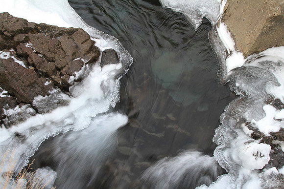 Water flowing through the riff. The river was redirected many hundreds of years ago to provide water to the people who gathered here annually.