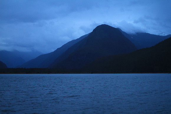 Intensely blue, late dusk skies.