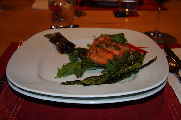 Grilled Alaskan King Salmon (with skin must be Marc's)