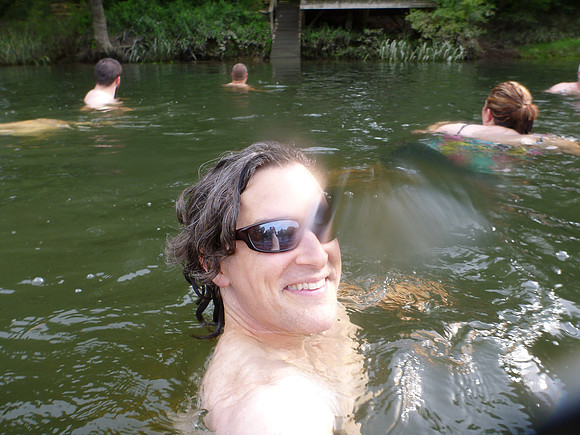 Floating in the cool water.