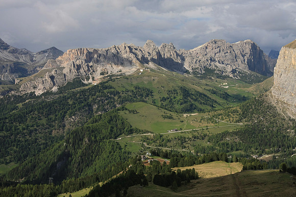 Looking north toward the Gardena pass - what we drove over.