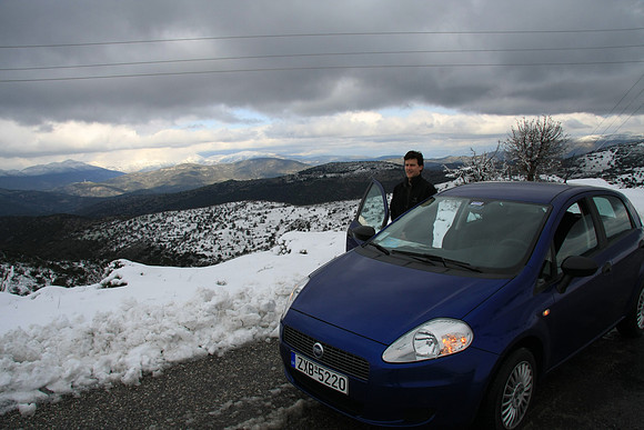 A couple of hours later in a mountain pass, uh oh... We had chosen a route through Ag. Petros