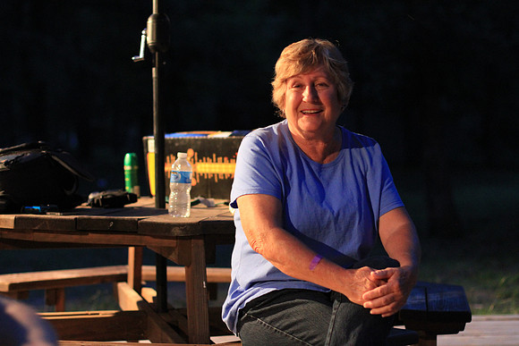 Sue in the night light.