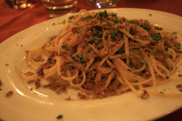 Spaghetti with bottarga (fish eggs)