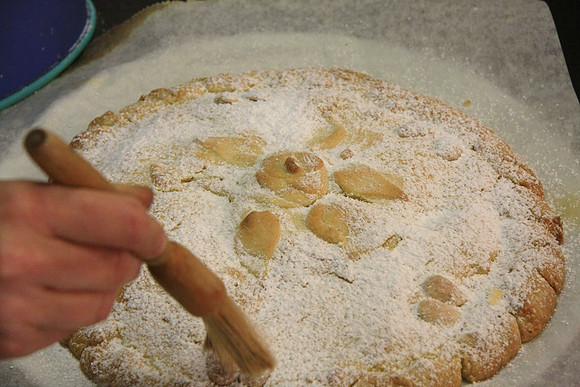 Torta della Nonna, a classic lemon scented confection of pastry cream nestled within a shortbread crust