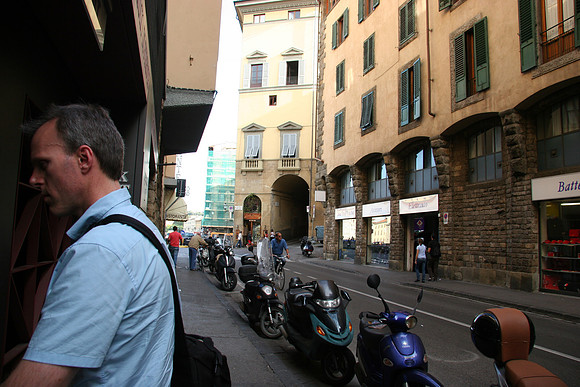 At the nearby ATM machine - the tunnel through the building in the background is our street