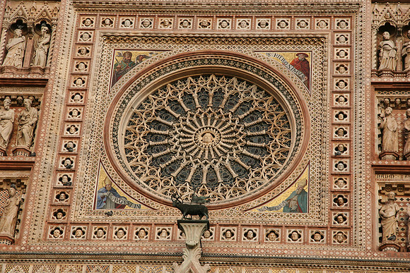 The rose window of marble and glass