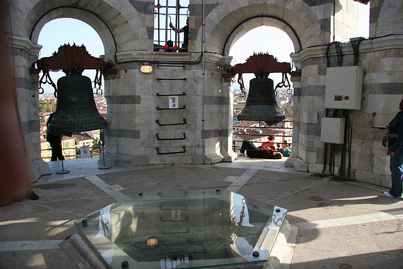 Bell tower - Marc in the background climbing the stairs to the final level