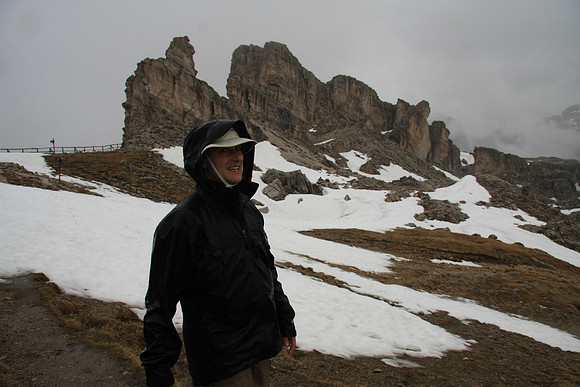 We crossed over another pass and it started raining.
