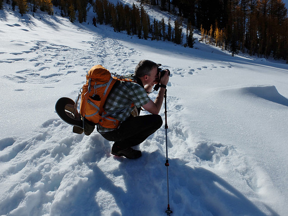 Luckily the snow is packed and we are not sinking in that much.