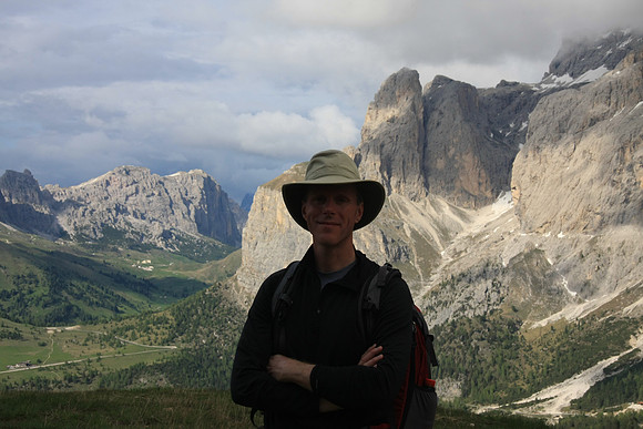 Mark with Passo Gardena in the background.