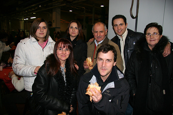 Eating porchette sandwiches