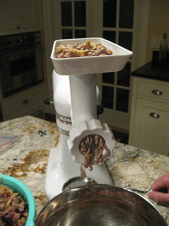 Preparing the filling for inside the plin