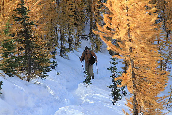 The trekking poles are handy for the slip/slide qualities of this trail.