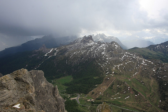 Looking down at the pass.