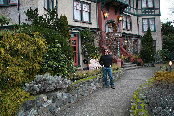 Outside the hotel, Sunday morning.