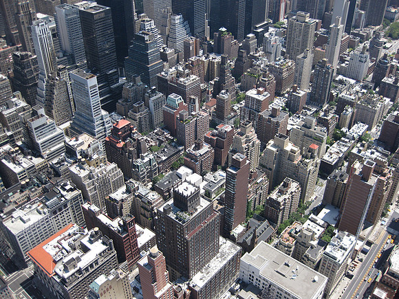 Looking down into midtown Manhattan