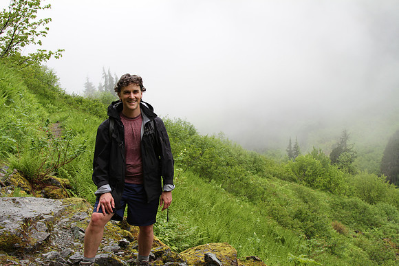 Looking back, approximately south, the way we came. Seems like the fog is chasing us.