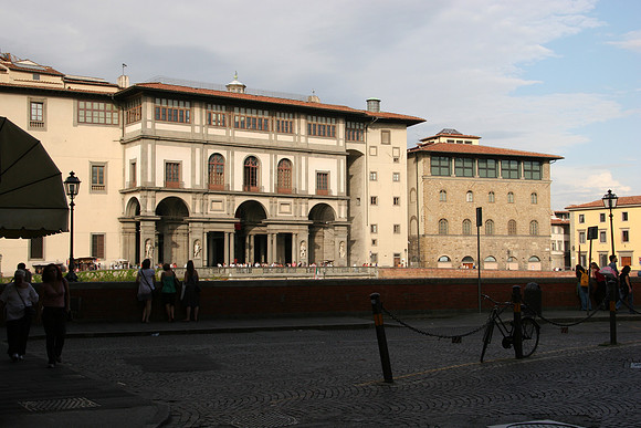 The Uffizi from across the river near the tunnel