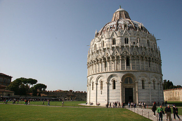 Can't they build anything right here? Just kidding: the baptistery has been here for 900 years!