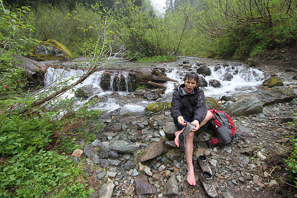 Yes, shoes came off to cross the stream (behind) but boy are my feet cold.