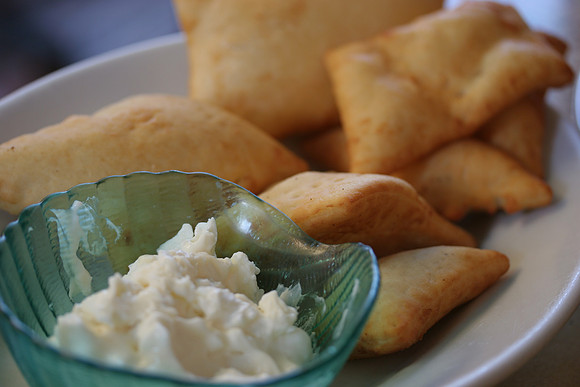 Crescentine (Fried Bread) and Squacquerone (Cheese)