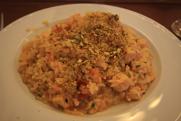 Risotto with salmon and pistacchio - hey reminds us of Seattle