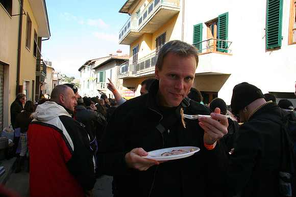 Mark and his favorite thing - slow roasted pork