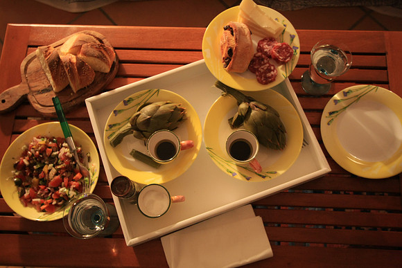 Take out another night - you can buy cooked artichokes at the local vegetable stand