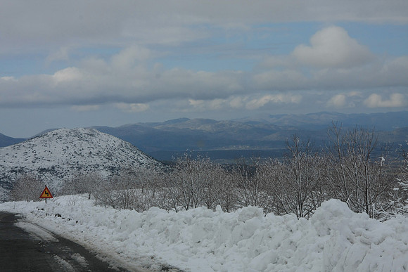 Destination - valley in the distance. Almond groves on the right we think.