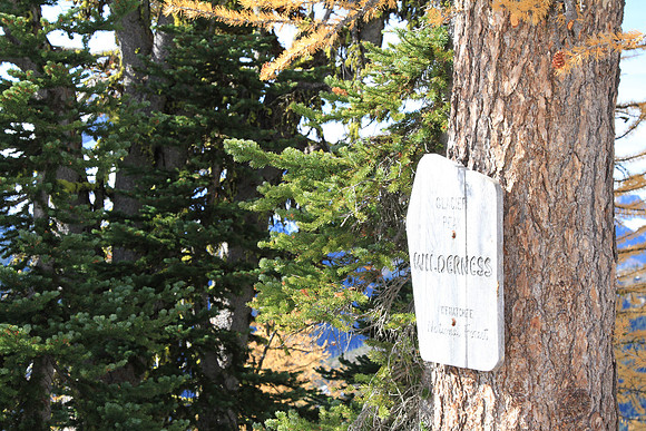 Glacier Peak Wilderness sign. We started in the Wenatchee National Forest and then passed into Glacier Peak Wilderness.