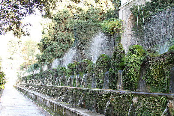 Hundred Fountains. Villa D'Este was built in the mid 1550s and is known for its water features.
