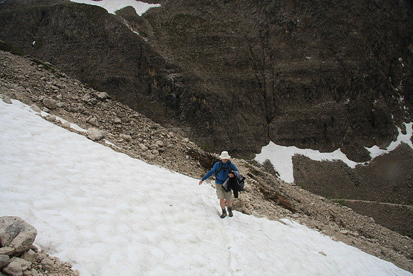 On the north side, we encounter more pockets of snow.