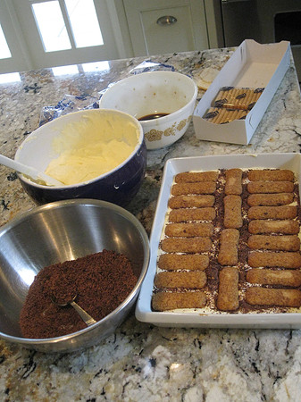 Making the tiramisu