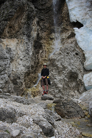 Mark at a waterfall and a huge piece of ice.