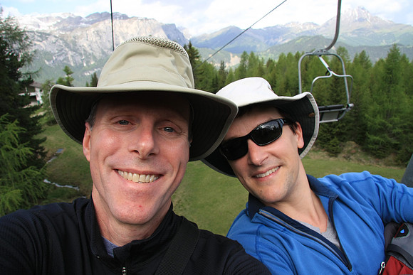 On the second of two chairlifts