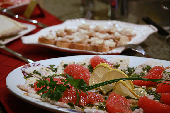 Carpaccio di Pesce Spada, marinated swordfish.