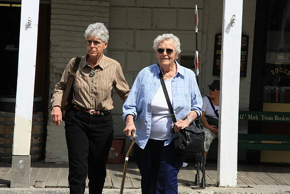 Marianne and Lena Crossing the Street in Virginia City