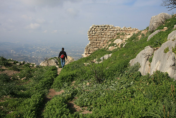 Looking inland. We saw a guy picking greens for salad -lots of arugula. We had our salad on the go.