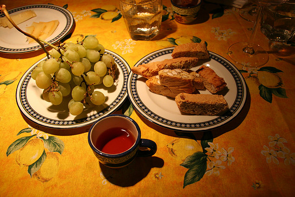 Grapes, Cantucci, and Vin Santo