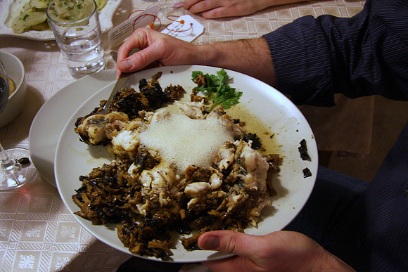 Monkfish and fungi.