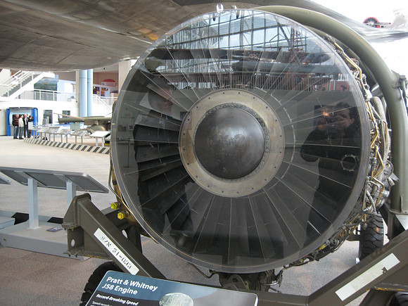 Travelmarx reflection in a J58 Pratt and Whitney Engine.