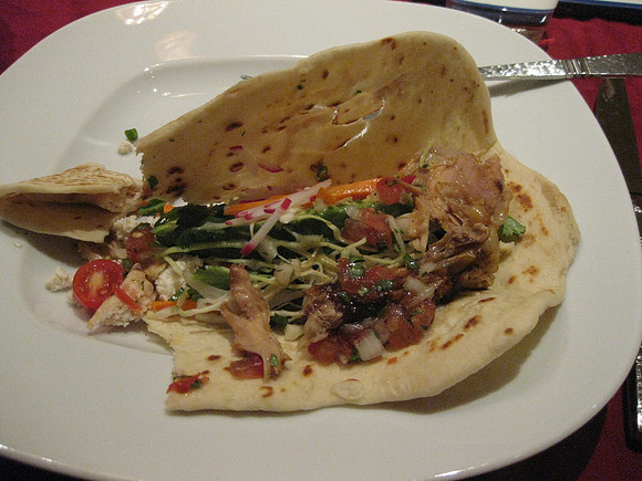Making our own tacos with roasted chicken