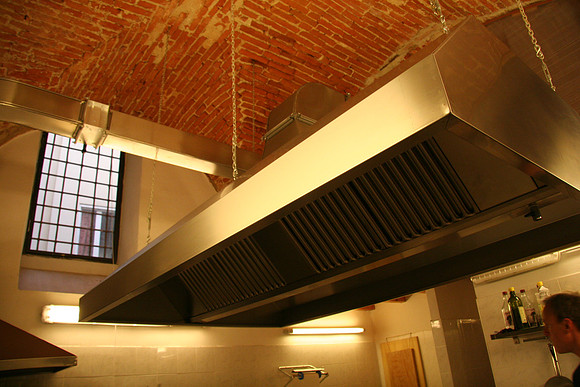 The vent hood - love the ceiling
