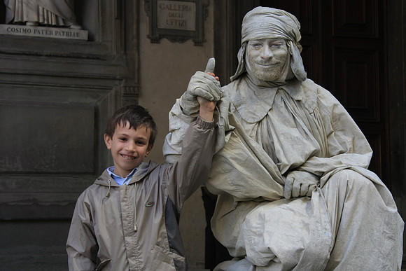 Noah working the Street Statues